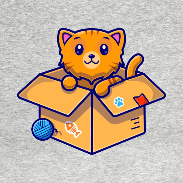 Cute Cat In Box Cartoon Vector Icon Illustration by Catalyst Labs